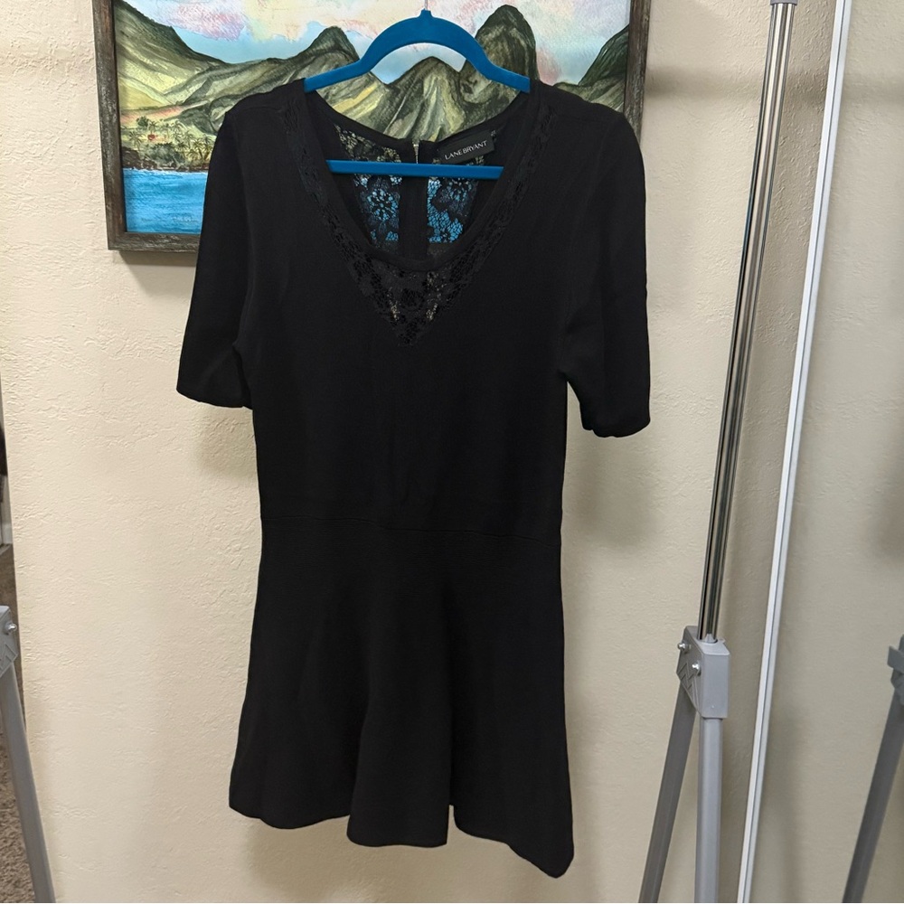 Lane Bryant Black Top with Lace Accents